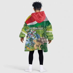 Seychelles National Day Personalized Kid Wearable Blanket Hoodie 50 Years Anniversary Lendepandans Sesel