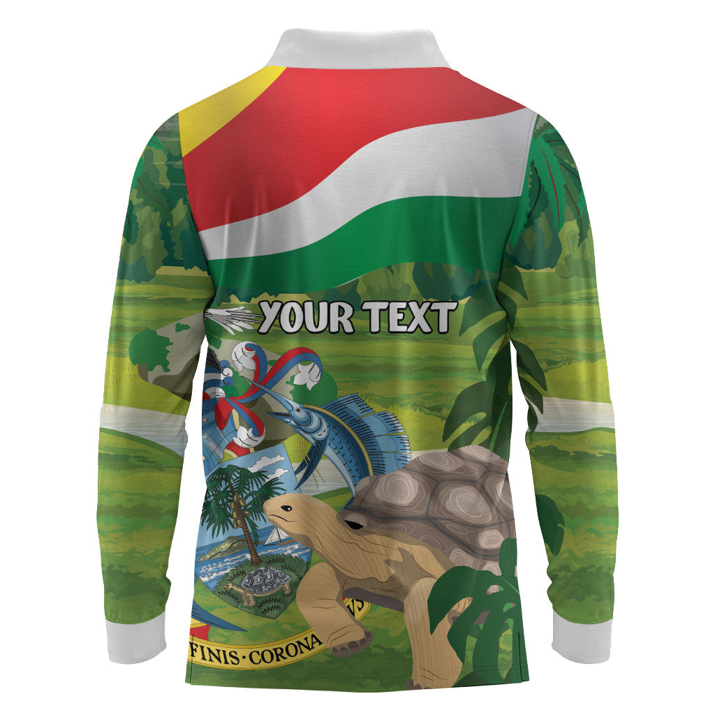 Seychelles National Day Personalized Long Sleeve Polo Shirt 50 Years Anniversary Lendepandans Sesel