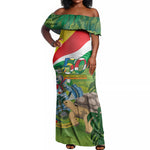Seychelles National Day Personalized Off Shoulder Maxi Dress 50 Years Anniversary Lendepandans Sesel