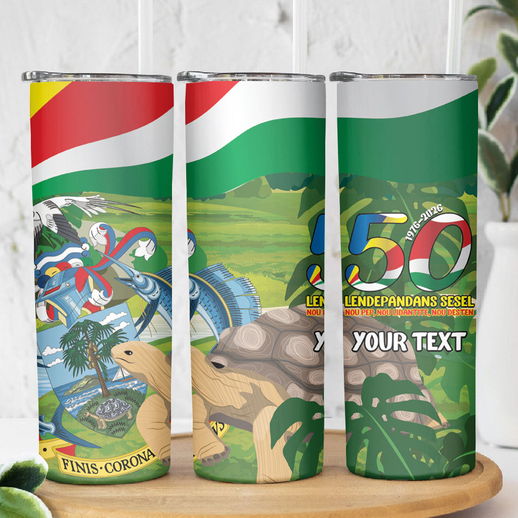Seychelles National Day Personalized Skinny Tumbler 50 Years Anniversary Lendepandans Sesel