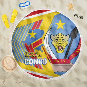 DR Congo Independence Day Beach Blanket Congo-Kinshasa Coat Of Arms Style