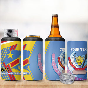DR Congo Independence Day Personalized 4 in 1 Can Cooler Tumbler Congo-Kinshasa Coat Of Arms Style