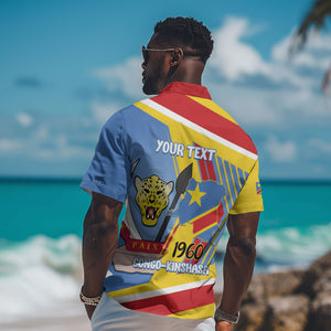 DR Congo Independence Day Personalized Hawaiian Shirt Congo-Kinshasa Coat Of Arms Style