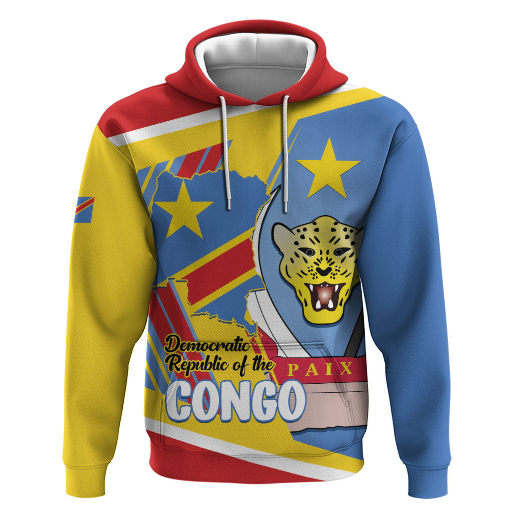 DR Congo Independence Day Personalized Hoodie Congo-Kinshasa Coat Of Arms Style