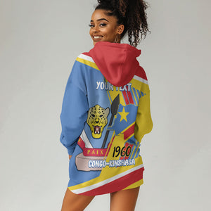 DR Congo Independence Day Personalized Hoodie Dress Congo-Kinshasa Coat Of Arms Style