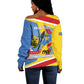 DR Congo Independence Day Personalized Off Shoulder Sweater Congo-Kinshasa Coat Of Arms Style
