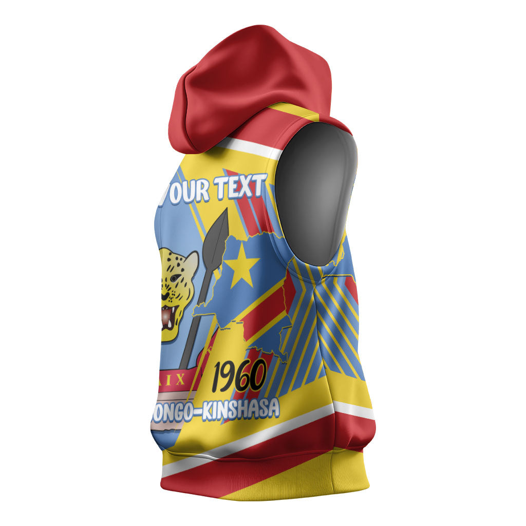 DR Congo Independence Day Personalized Sleeveless Hoodie Congo-Kinshasa Coat Of Arms Style