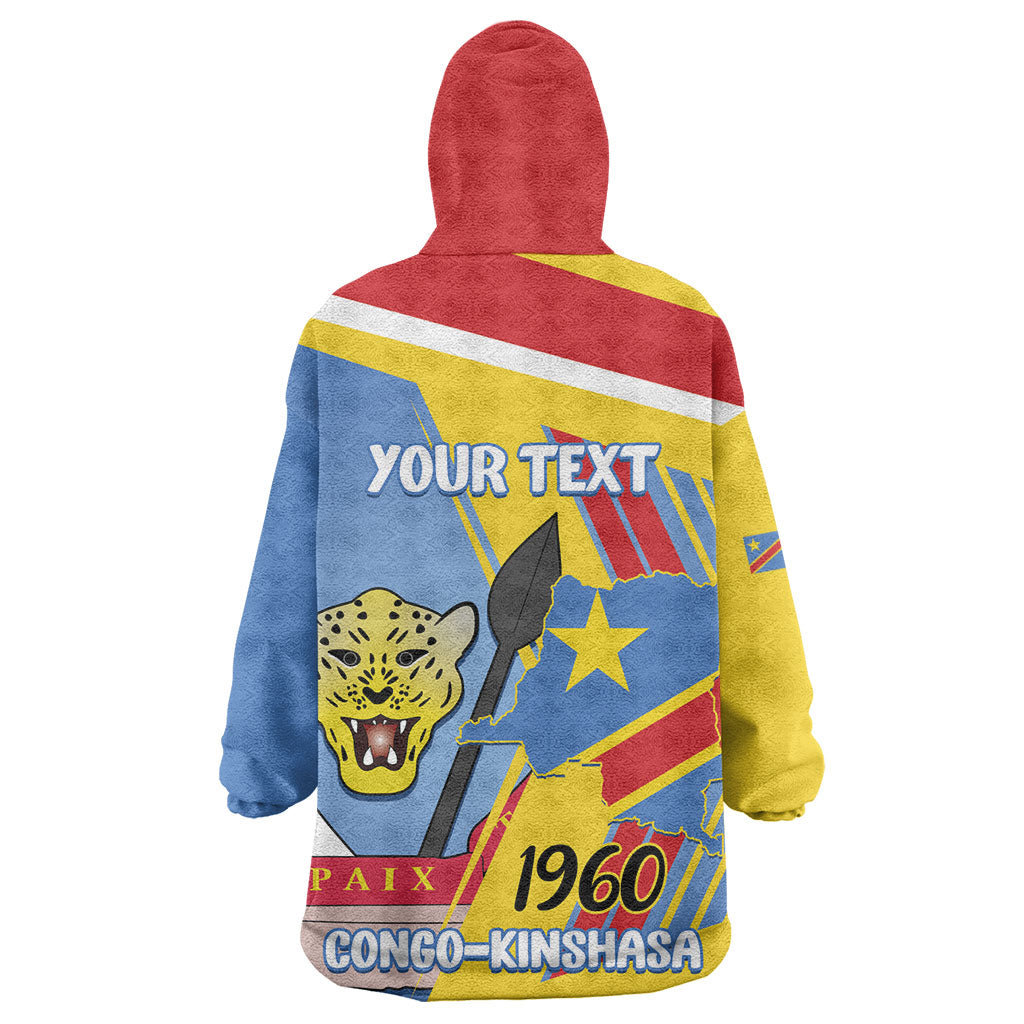 DR Congo Independence Day Personalized Wearable Blanket Hoodie Congo-Kinshasa Coat Of Arms Style