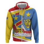 DR Congo Independence Day Personalized Zip Hoodie Congo-Kinshasa Coat Of Arms Style