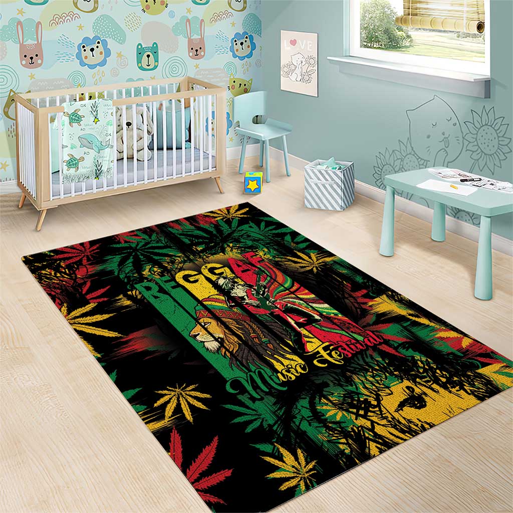 Jamaica Reggae Festival Area Rug One Love Rastafari Culture - African Pride