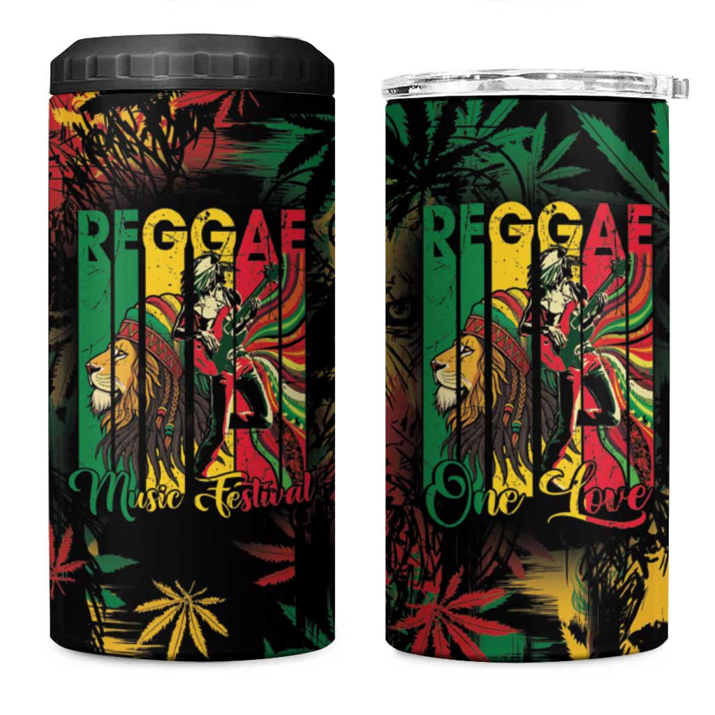 Jamaica Reggae Festival 4 in 1 Can Cooler Tumbler One Love Rastafari Culture - African Pride