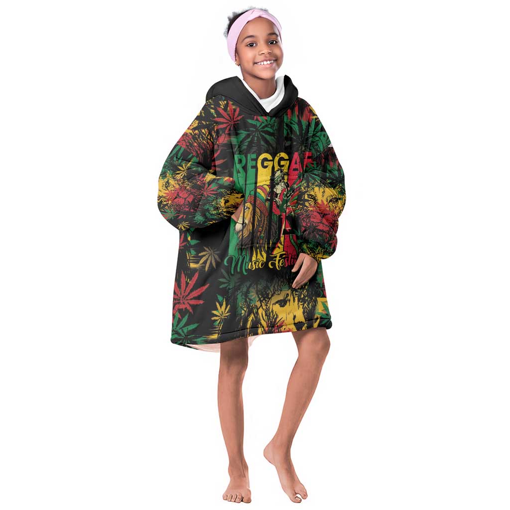 Jamaica Reggae Festival Kid Wearable Blanket Hoodie One Love Rastafari Culture - African Pride