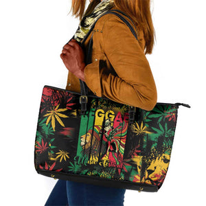 Jamaica Reggae Festival Leather Tote Bag One Love Rastafari Culture - African Pride
