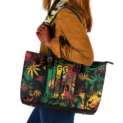 Jamaica Reggae Festival Leather Tote Bag One Love Rastafari Culture - African Pride