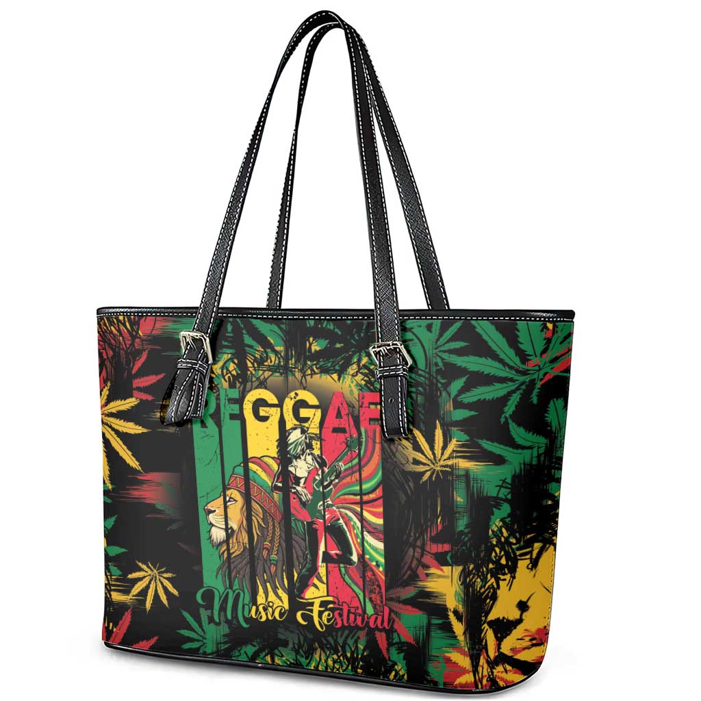 Jamaica Reggae Festival Leather Tote Bag One Love Rastafari Culture - African Pride