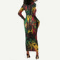 Jamaica Reggae Festival Long Sleeve Bodycon Dress One Love Rastafari Culture - African Pride