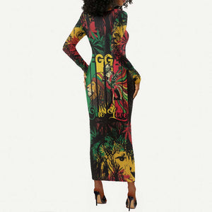 Jamaica Reggae Festival Long Sleeve Bodycon Dress One Love Rastafari Culture - African Pride