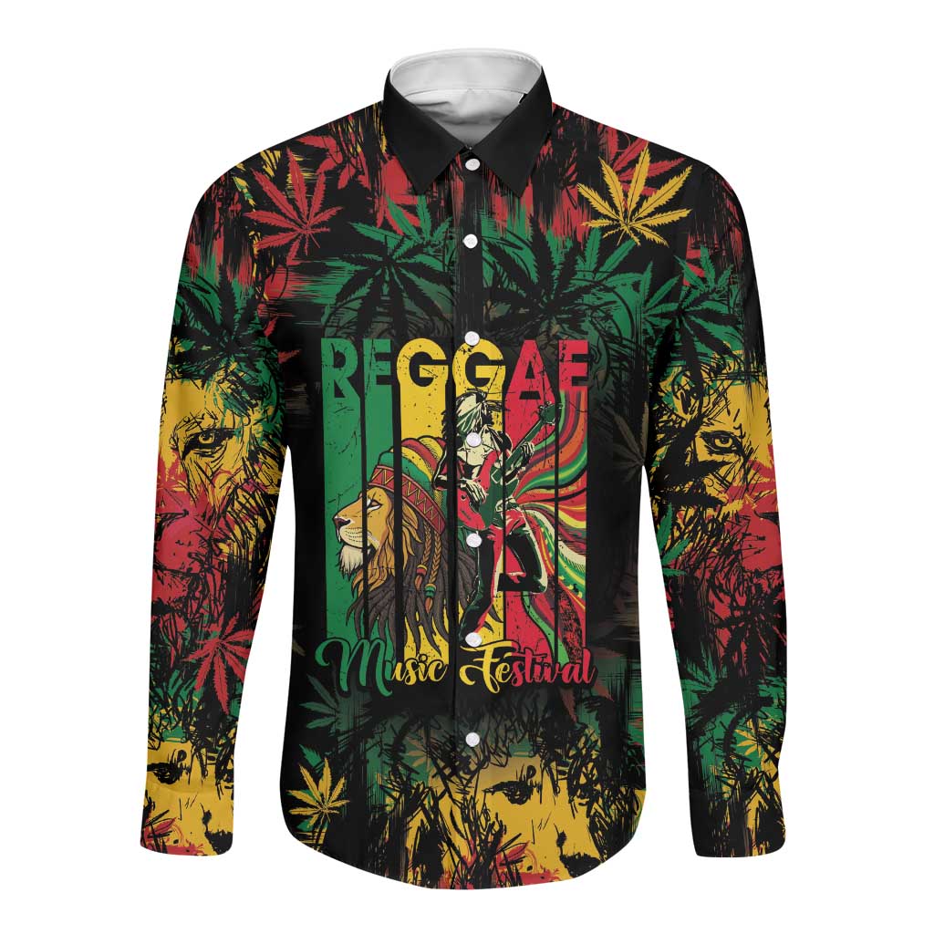Jamaica Reggae Festival Long Sleeve Button Shirt One Love Rastafari ...