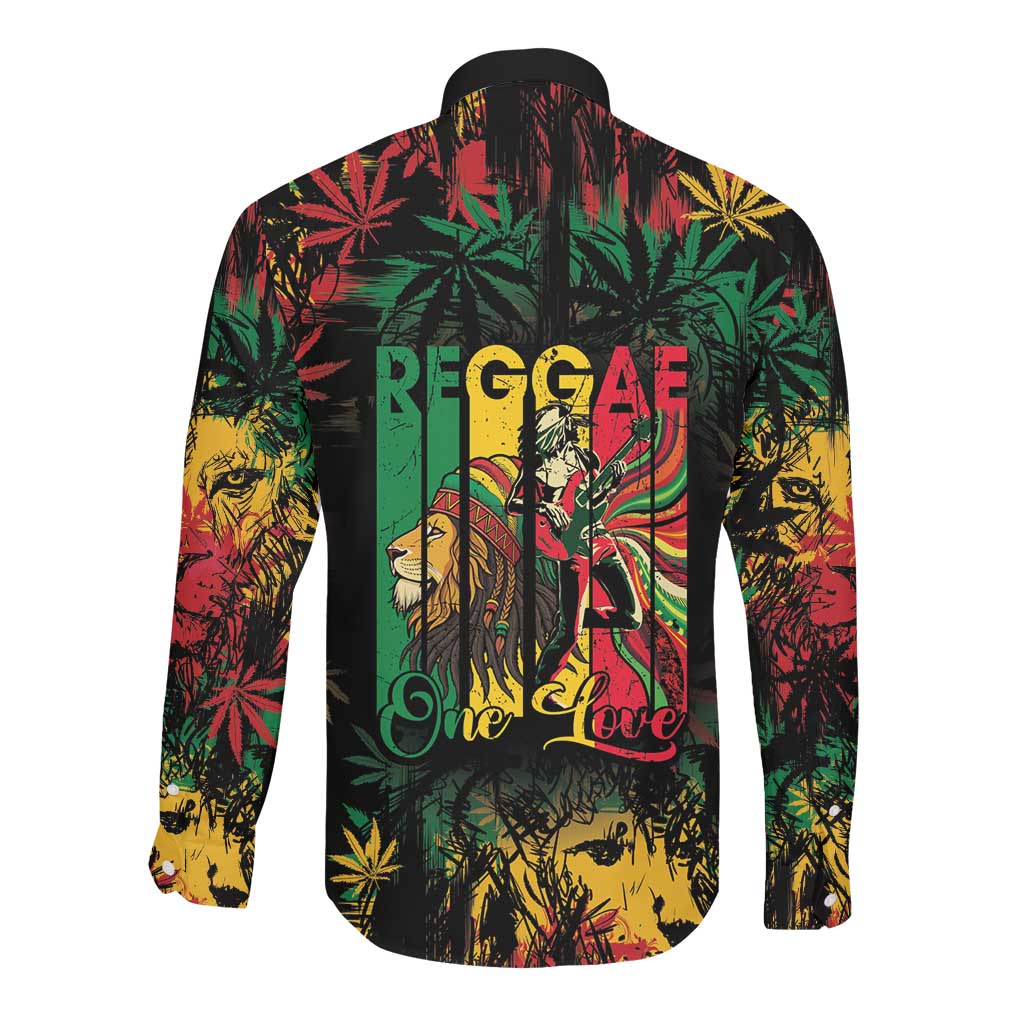 Jamaica Reggae Festival Long Sleeve Button Shirt One Love Rastafari Culture - African Pride