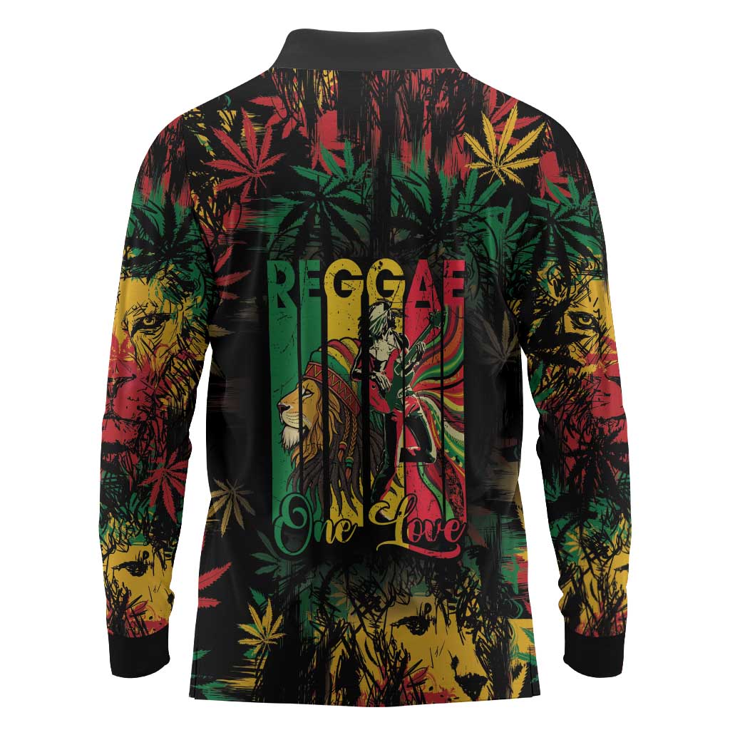 Jamaica Reggae Festival Long Sleeve Polo Shirt One Love Rastafari Culture - African Pride