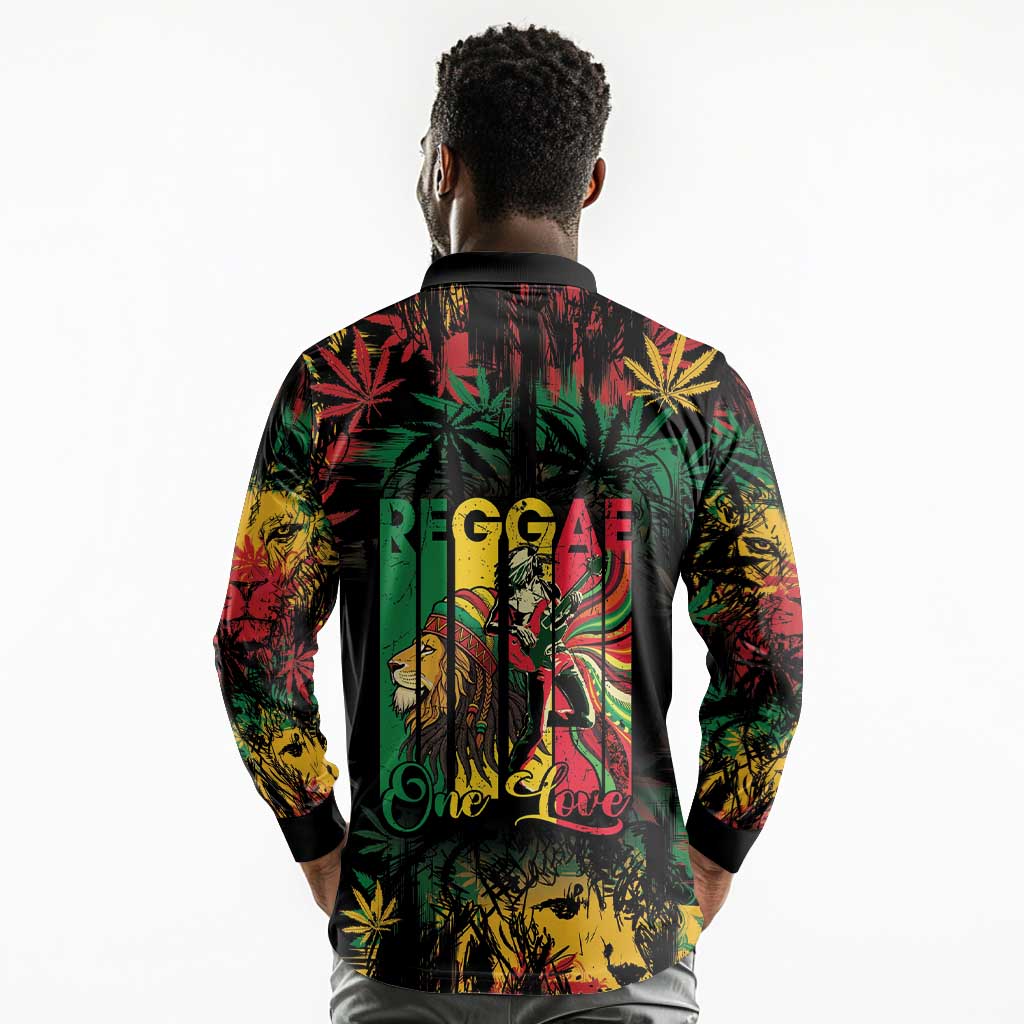 Jamaica Reggae Festival Long Sleeve Polo Shirt One Love Rastafari Culture - African Pride