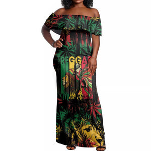 Jamaica Reggae Festival Off Shoulder Maxi Dress One Love Rastafari Culture - African Pride