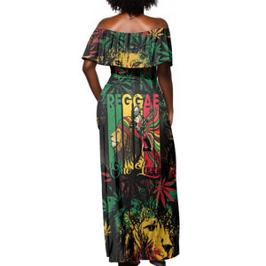 Jamaica Reggae Festival Off Shoulder Maxi Dress One Love Rastafari Culture - African Pride