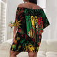 Jamaica Reggae Festival Off Shoulder Short Dress One Love Rastafari Culture - African Pride