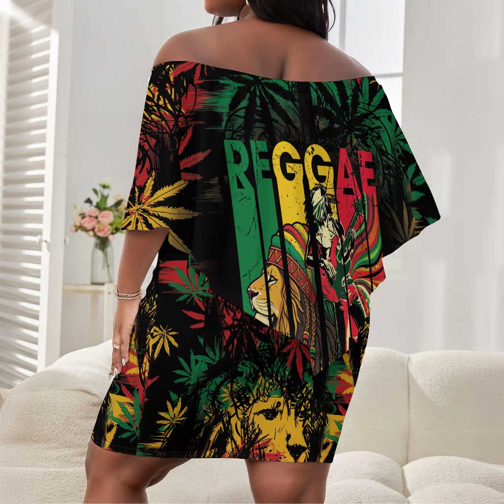 Jamaica Reggae Festival Off Shoulder Short Dress One Love Rastafari Culture - African Pride