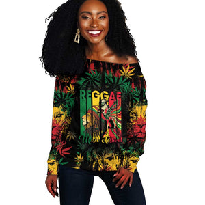 Jamaica Reggae Festival Off Shoulder Sweater One Love Rastafari Culture - African Pride