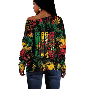 Jamaica Reggae Festival Off Shoulder Sweater One Love Rastafari Culture - African Pride