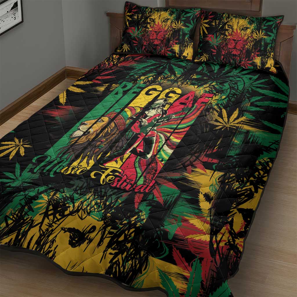 Jamaica Reggae Festival Quilt Bed Set One Love Rastafari Culture - African Pride