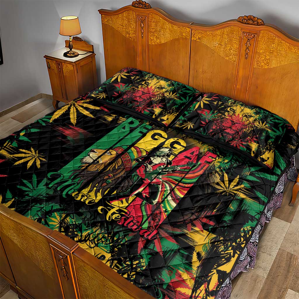 Jamaica Reggae Festival Quilt Bed Set One Love Rastafari Culture - African Pride