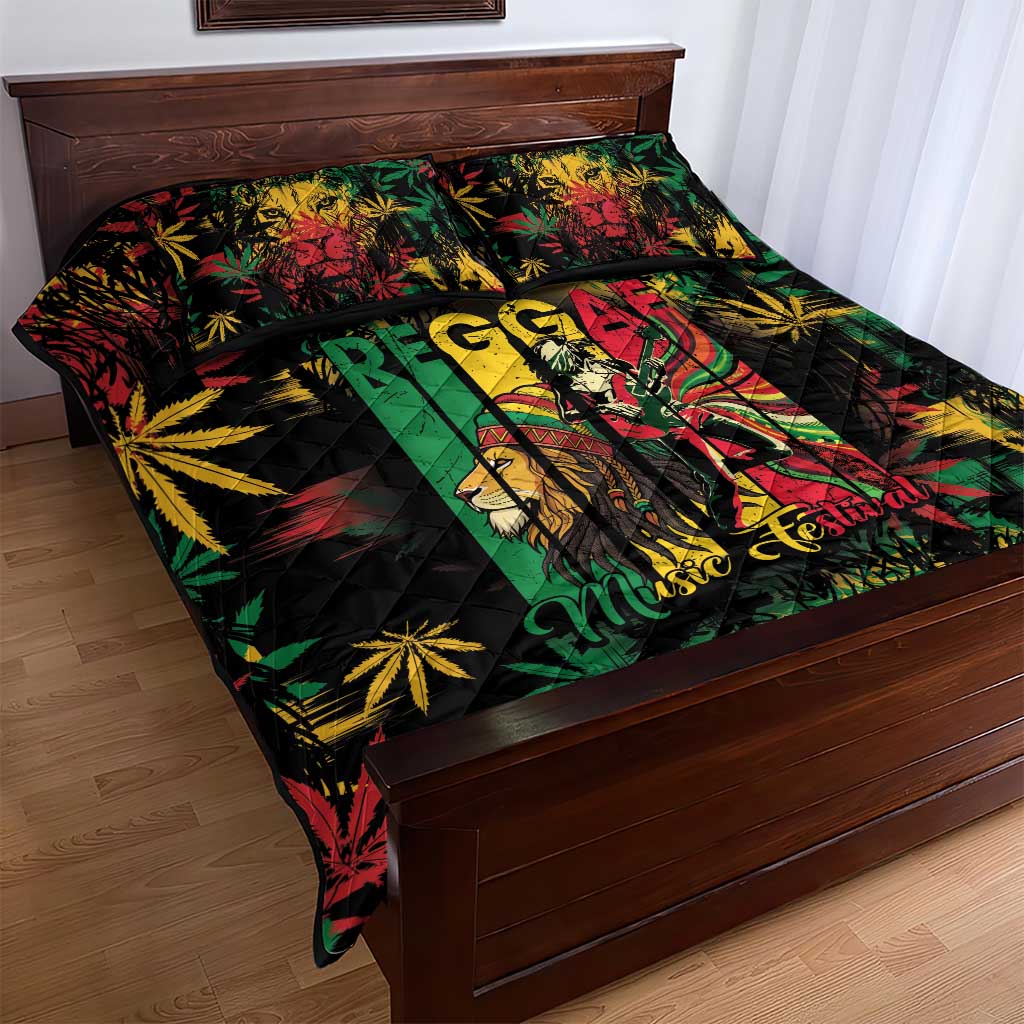 Jamaica Reggae Festival Quilt Bed Set One Love Rastafari Culture - African Pride