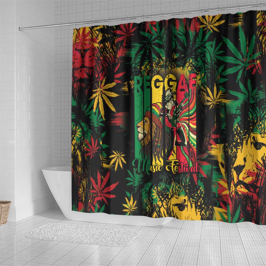 Jamaica Reggae Festival Shower Curtain One Love Rastafari Culture - African Pride