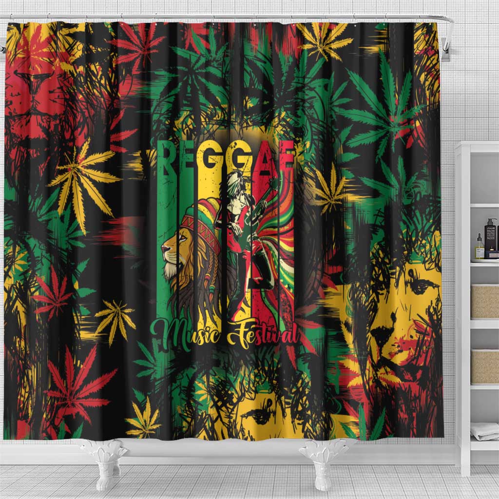 Jamaica Reggae Festival Shower Curtain One Love Rastafari Culture - African Pride