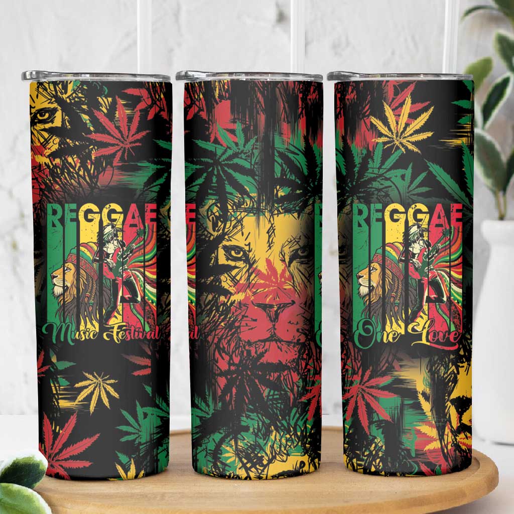 Jamaica Reggae Festival Skinny Tumbler One Love Rastafari Culture - African Pride