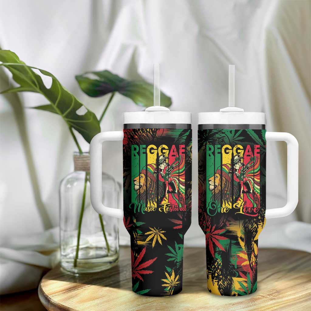 Jamaica Reggae Festival Tumbler With Handle One Love Rastafari Culture - African Pride