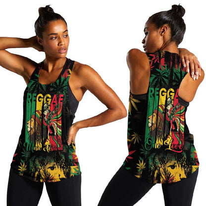 Jamaica Reggae Festival Women Racerback Tank One Love Rastafari Culture - African Pride