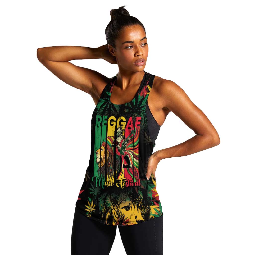 Jamaica Reggae Festival Women Racerback Tank One Love Rastafari Culture - African Pride