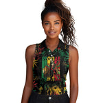 Jamaica Reggae Festival Women Sleeveless Polo Shirt One Love Rastafari Culture - African Pride