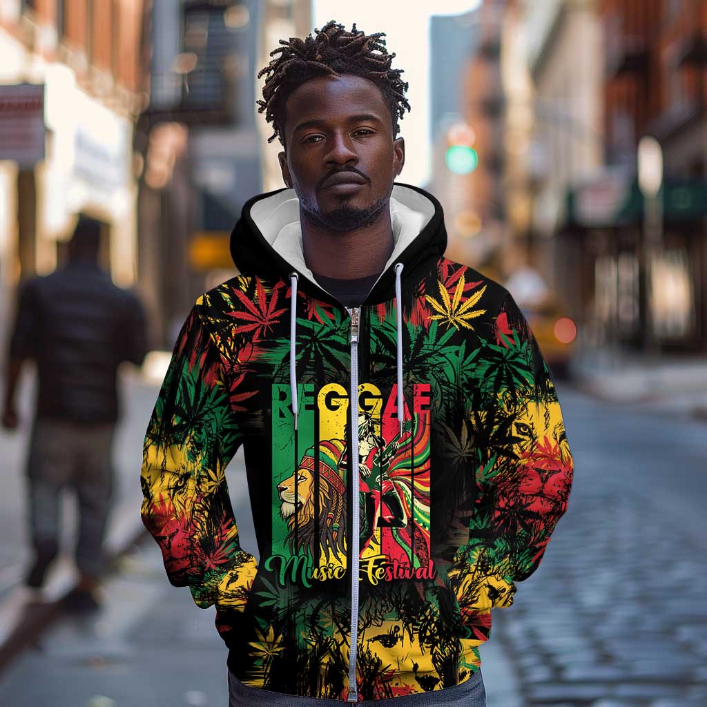 Jamaica Reggae Festival Zip Hoodie One Love Rastafari Culture by
