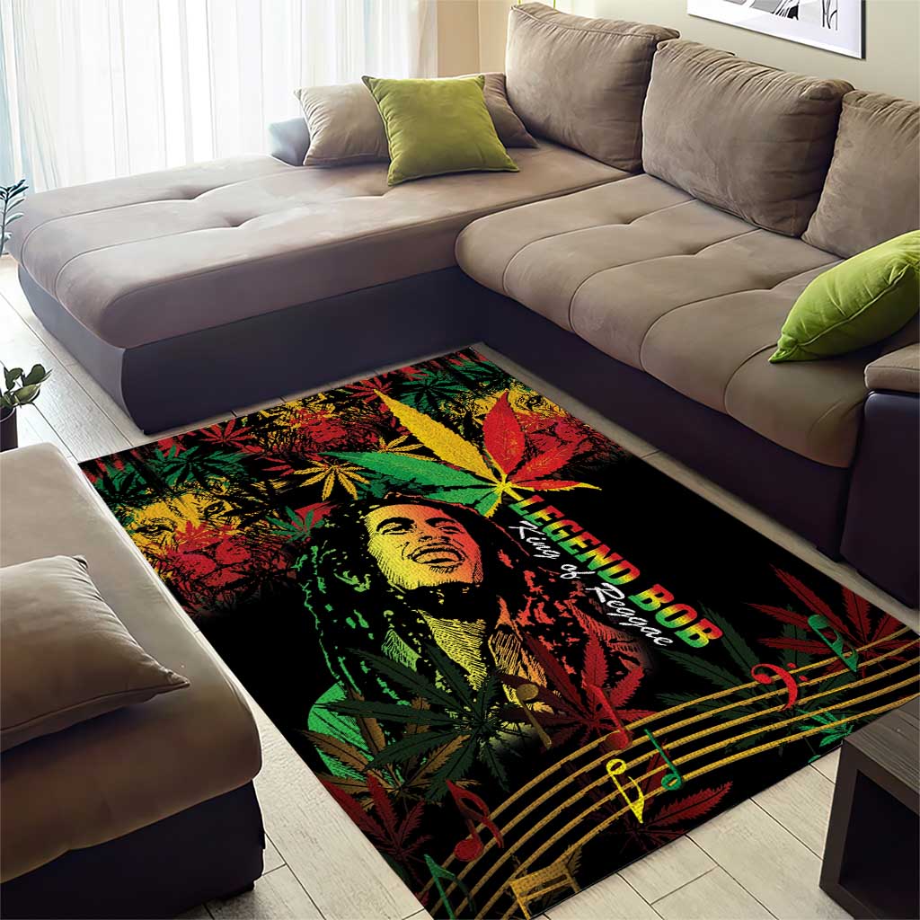 King Of Reggae Legend Bob Area Rug Rasta Cannabis - African Pride