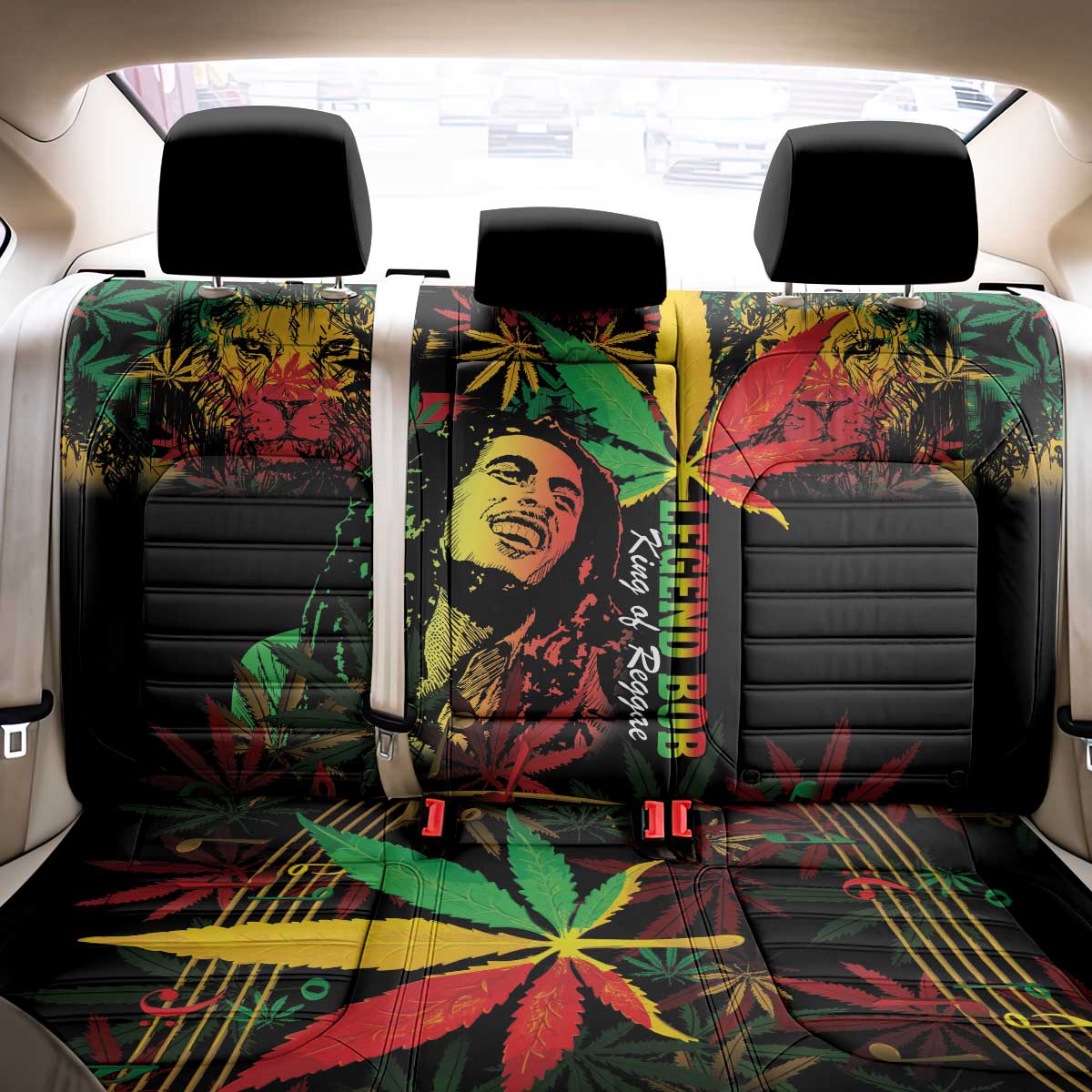 King Of Reggae Legend Bob Back Car Seat Cover Rasta Cannabis - African Pride