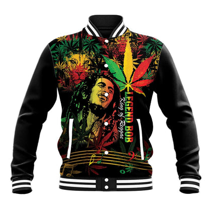 King Of Reggae Legend Bob Baseball Jacket Rasta Cannabis - African Pride