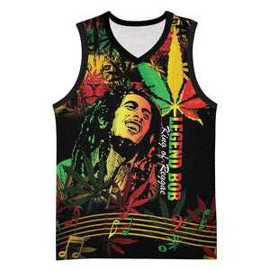 King Of Reggae Legend Bob Basketball Jersey Rasta Cannabis - African Pride