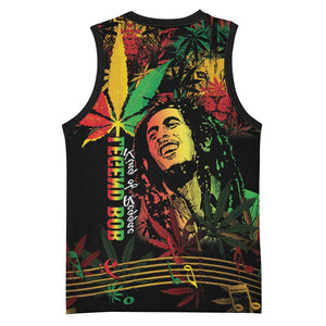King Of Reggae Legend Bob Basketball Jersey Rasta Cannabis - African Pride