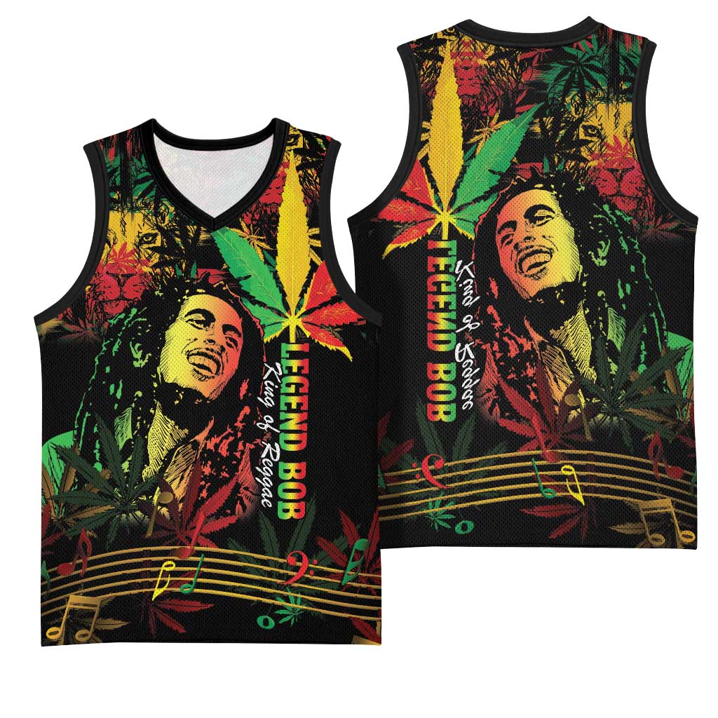 King Of Reggae Legend Bob Basketball Jersey Rasta Cannabis - African Pride