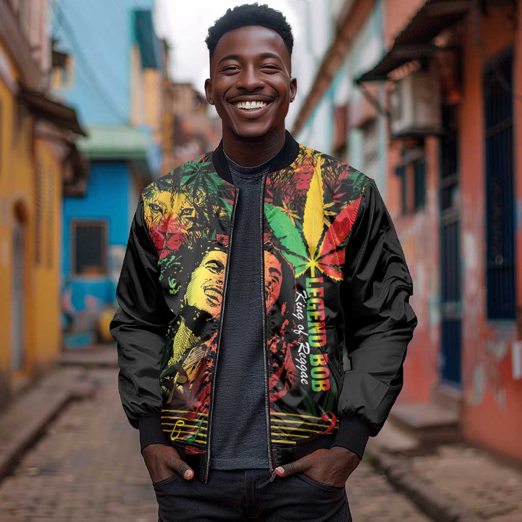 King Of Reggae Legend Bob Bomber Jacket Rasta Cannabis - African Pride
