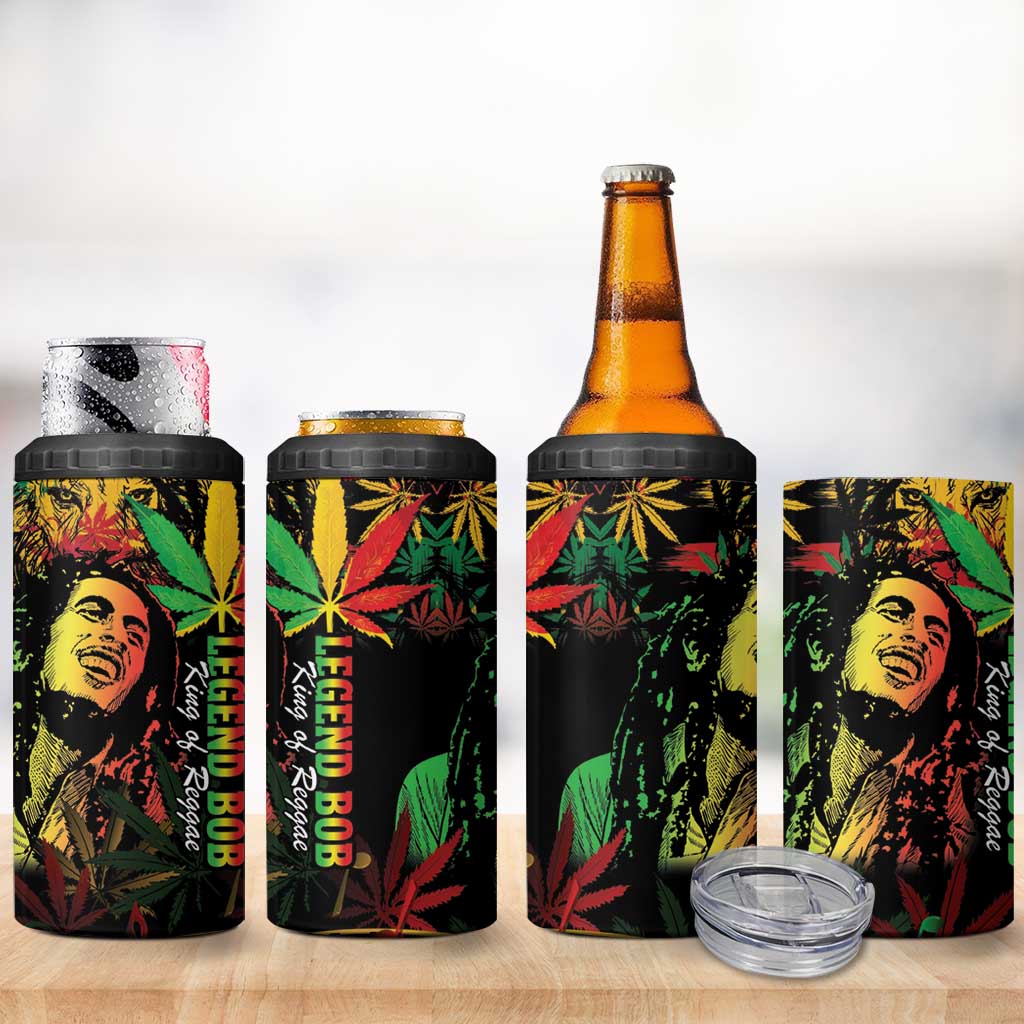 King Of Reggae Legend Bob 4 in 1 Can Cooler Tumbler Rasta Cannabis - African Pride